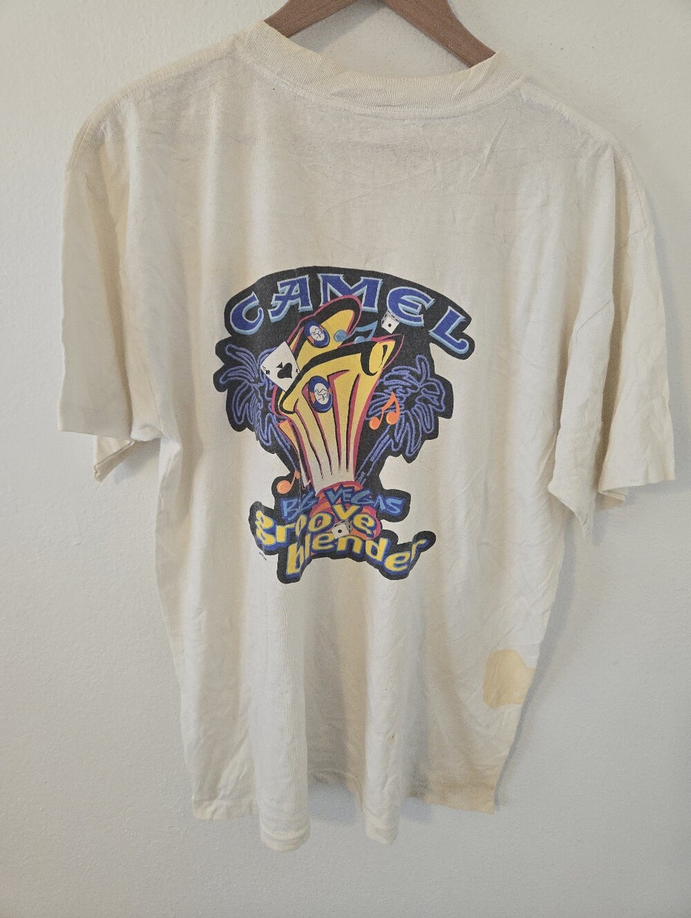 Vintage Camel Cigarettes Big Vegas Groove Blender T Shirt Mens XL 90s Naturally